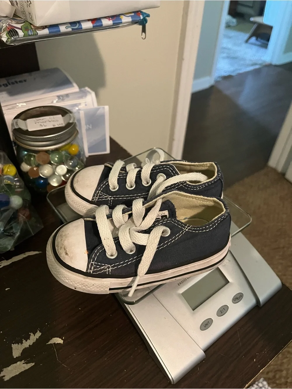 Converse Navy Canvas Kids Sneakers with White Laces